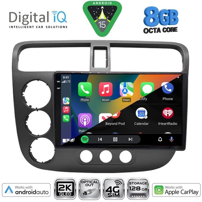 DIGITAL IQ BXK 20187_CPAA (9inc) MULTIMEDIA TABLET for HONDA CIVIC 4D mod. 2001-2006