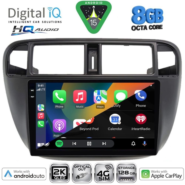 DIGITAL IQ BXK 20186_CPAA A/C (9inc) MULTIMEDIA TABLET for HONDA CIVIC mod. 1995-2001