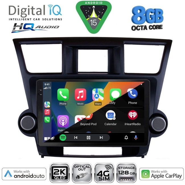 DIGITAL IQ BXK 20719_CPAA (10inc) MULTIMEDIA TABLET for TOYOTA HIGHLANDER mod. 2008-2015