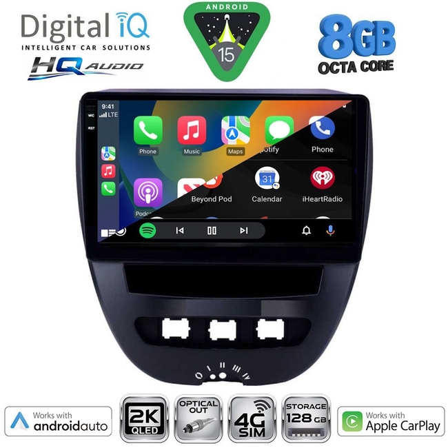 DIGITAL IQ BXK 20707_CPAA (10inc) MULTIMEDIA TABLET for CITROEN C1-PEUGEOT 107-TOYOTA AYGO mod. 2005-2014