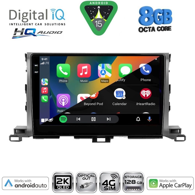 DIGITAL IQ BXK 20700_CPAA (10inc) MULTIMEDIA TABLET for TOYOTA HIGHLANDER mod. 2014-2019