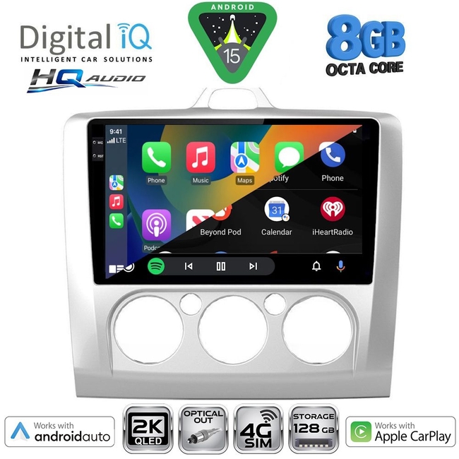 DIGITAL IQ BXK 20156SL_CPAA A/C (9inc) MULTIMEDIA TABLET for FORD FOCUS mod. 2005-2012 (SILVER)