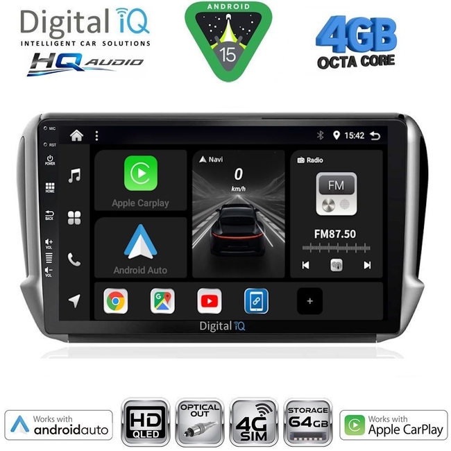 DIGITAL IQ BXK 19508_CPAA (10inc) MULTIMEDIA TABLET for PEUGEOT 208-2008 mod. 2012-2021