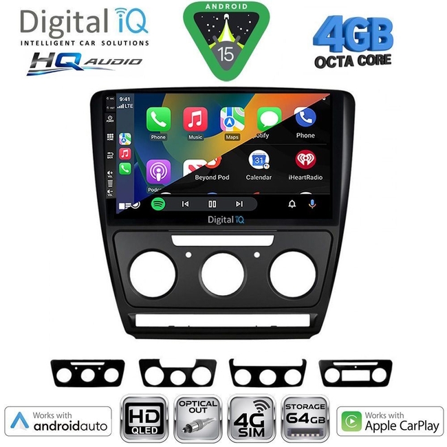 DIGITAL IQ BXK 19595BL_CPAA (10inc) MULTIMEDIA TABLET for SKODA OCTAVIA 5 mod. 2005-2012 (BLACK)