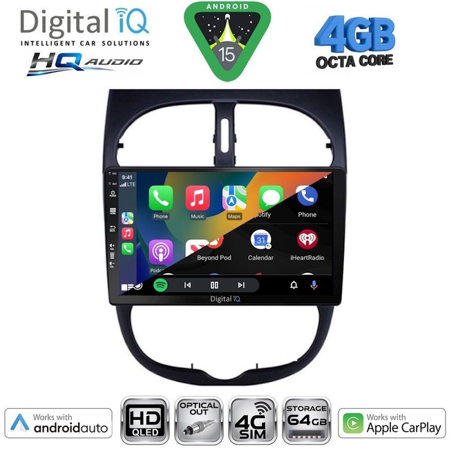DIGITAL IQ BXK 19506_CPAA (9inc) MULTIMEDIA TABLET for PEUGEOT 206 mod. 1998-2006
