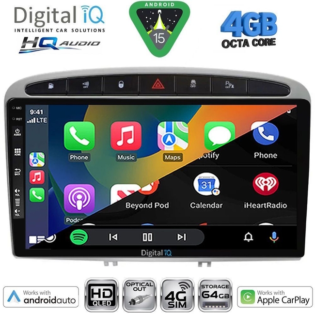 DIGITAL IQ BXK 19513SL_CPAA (9inc) MULTIMEDIA TABLET for PEUGEOT 308 mod.2007-2012 - RCZ mod.2009-2015 (SILVER)