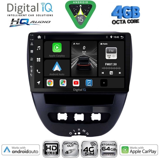 DIGITAL IQ BXK 19707_CPAA (10inc) MULTIMEDIA TABLET for CITROEN C1-PEUGEOT 107-TOYOTA AYGO mod. 2005-2014