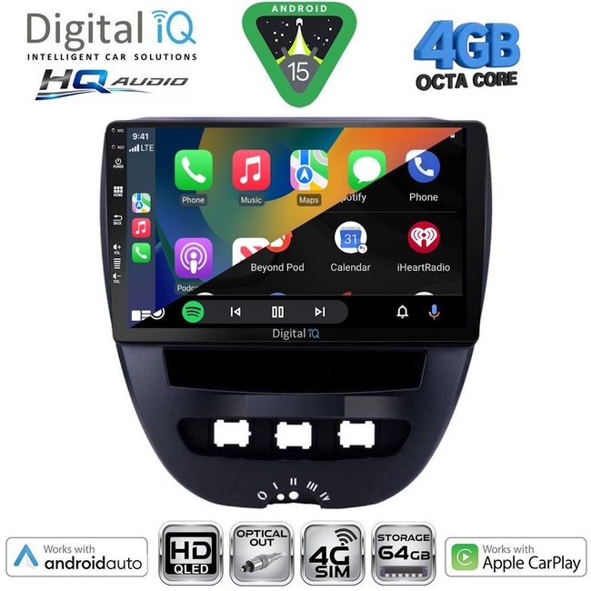 DIGITAL IQ BXK 19707_CPAA (10inc) MULTIMEDIA TABLET for CITROEN C1-PEUGEOT 107-TOYOTA AYGO mod. 2005-2014