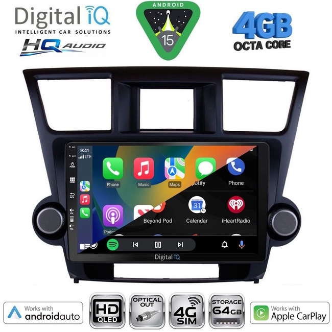 DIGITAL IQ BXK 19719_CPAA (10inc) MULTIMEDIA TABLET for TOYOTA HIGHLANDER mod. 2008-2015