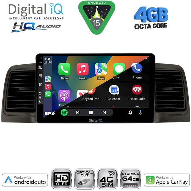 DIGITAL IQ BXK 19712BL_CPAA (9inc) MULTIMEDIA TABLET for TOYOTA COROLLA mod. 2001-2006 (BLACK)