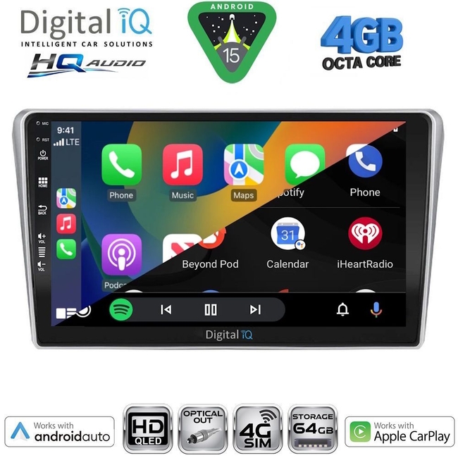 DIGITAL IQ BXK 19704SL_CPAA (9inc) MULTIMEDIA TABLET for TOYOTA AVENSIS (T25) mod. 2003-2009 (SILVER)