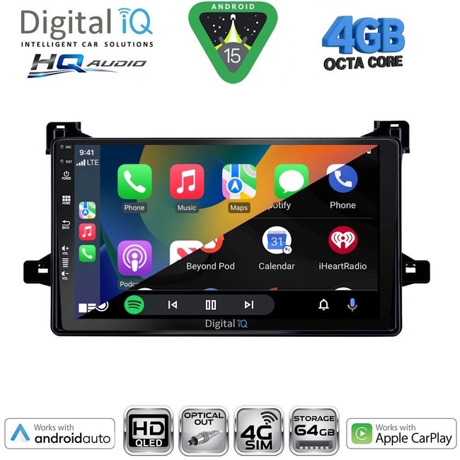 DIGITAL IQ BXK 19727_CPAA (9inc) MULTIMEDIA TABLET for TOYOTA PRIUS mod. 2016-2020