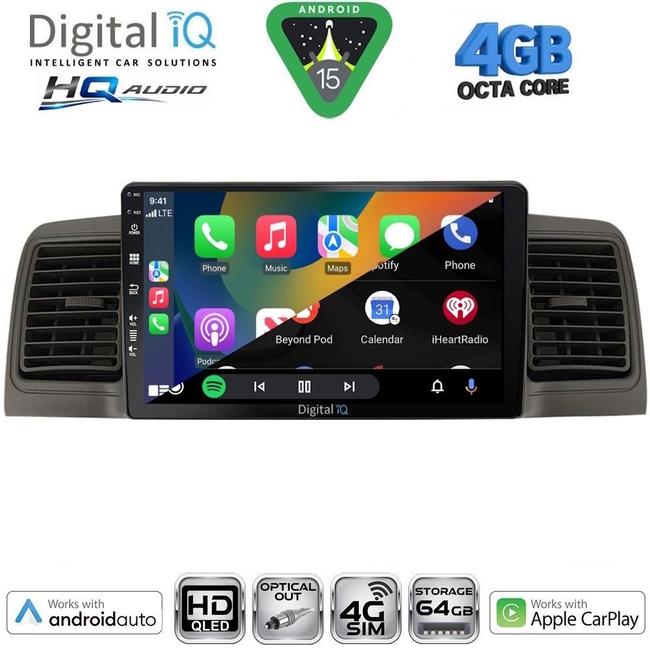 DIGITAL IQ BXK 19712GR_CPAA (9inc) MULTIMEDIA TABLET for TOYOTA COROLLA mod. 2001-2006 (GREY)