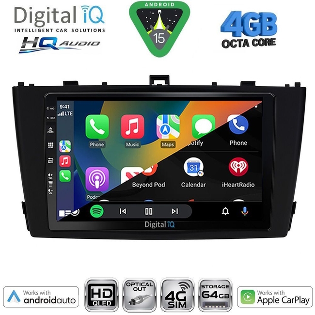 DIGITAL IQ BXK 19705BL_CPAA (9inc) MULTIMEDIA TABLET for TOYOTA AVENSIS (T27) mod. 2009-2015 (BLACK)