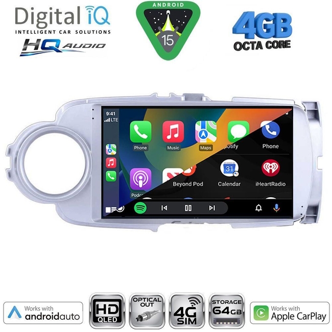 DIGITAL IQ BXK 19737SL_CPAA (9inc) MULTIMEDIA TABLET for TOYOTA YARIS mod. 2011-2015 (SILVER)