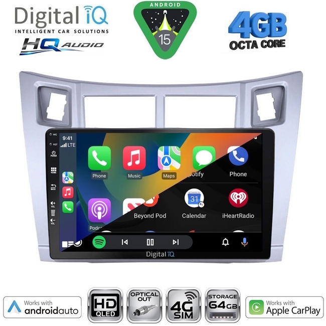 DIGITAL IQ BXK 19736SL_CPAA (9inc) MULTIMEDIA TABLET for TOYOTA YARIS mod. 2006-2011 (SILVER)