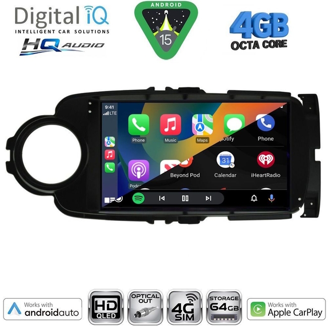 DIGITAL IQ BXK 19737BL_CPAA (9inc) MULTIMEDIA TABLET for TOYOTA YARIS mod. 2011-2015 (BLACK)