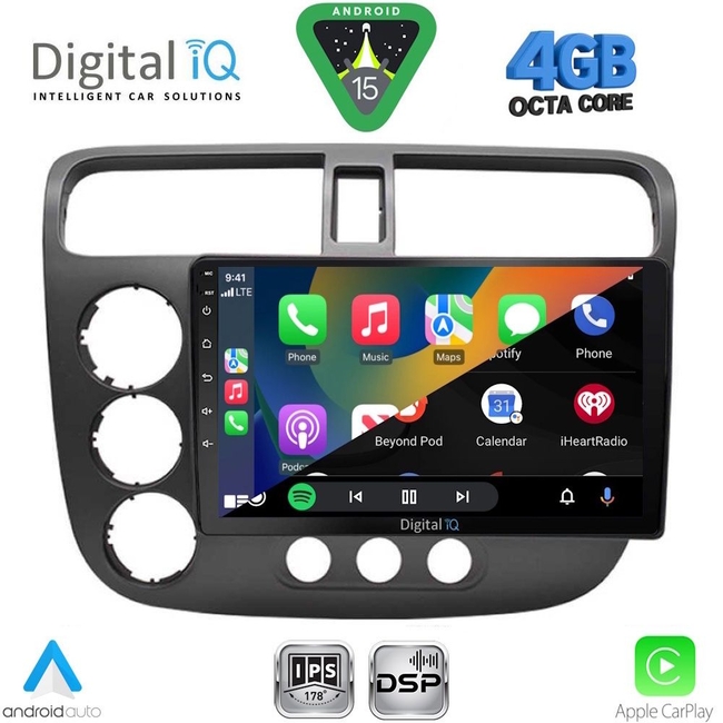 DIGITAL IQ RSG 6187_CPA (9inc) MULTIMEDIA TABLET for HONDA CIVIC 4D mod. 2001-2006