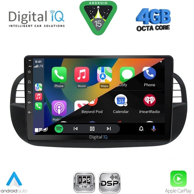 DIGITAL IQ RSG 6130BL_CPA (9inc) MULTIMEDIA TABLET for FIAT 500 mod. 2007-2015 (BLACK)