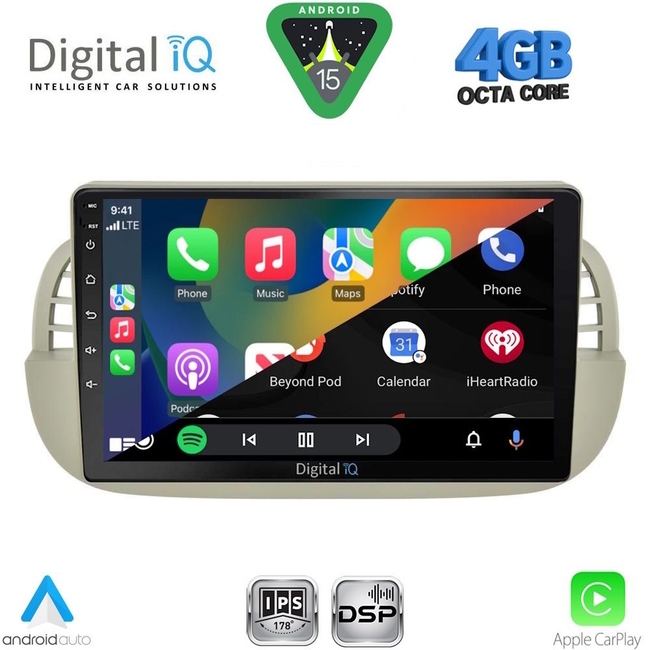 DIGITAL IQ RSG 6130BG_CPA (9inc) MULTIMEDIA TABLET for FIAT 500 mod. 2007-2015 (BEIGE)
