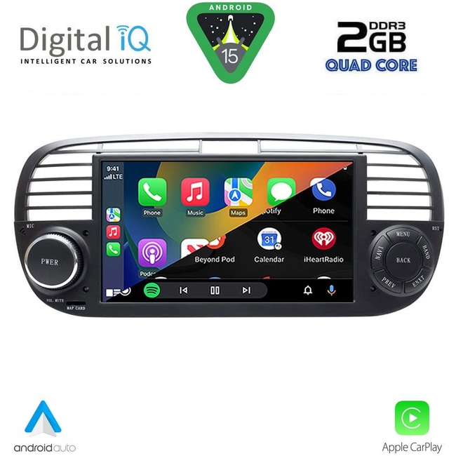DIGITAL IQ BLD 265BL_CPA (7" DECK) MULTIMEDIA SYSTEM for FIAT 500 mod. 2007-2015 (BLACK)