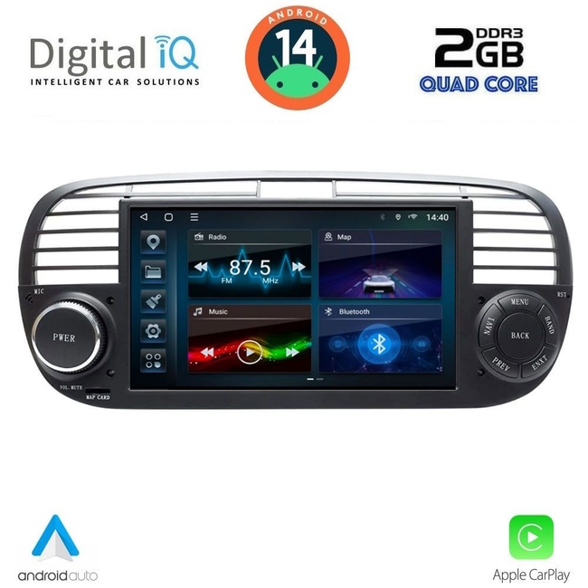 DIGITAL IQ BLD 265BL_CPA (7" DECK) MULTIMEDIA SYSTEM for FIAT 500 mod. 2007-2015 (BLACK)