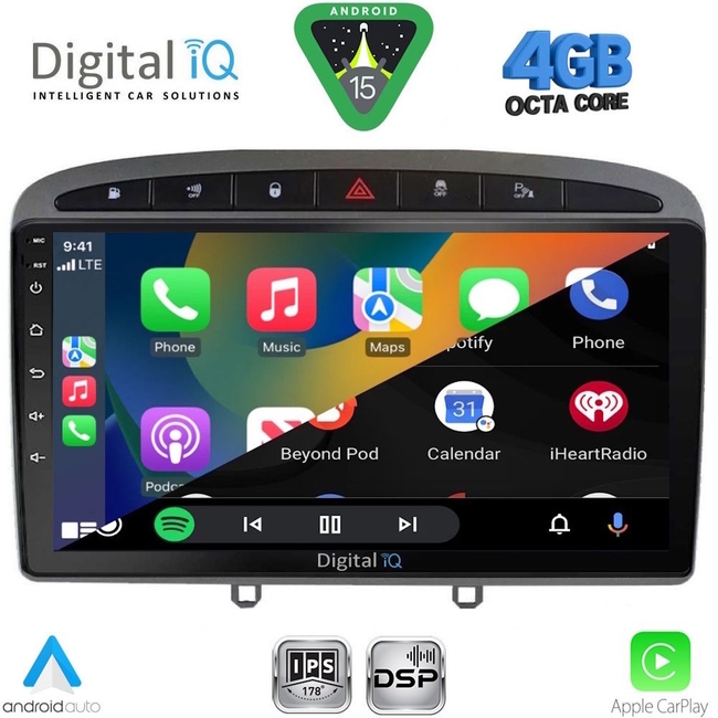 DIGITAL IQ RSG 6513GR_CPA (9inc) MULTIMEDIA TABLET for PEUGEOT 308 mod.2007-2012 - RCZ mod. 2009-2015 (GREY)