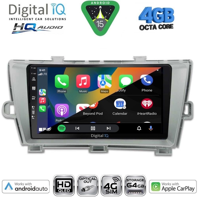 DIGITAL IQ BXK 19726SL_CPAA (9inc) MULTIMEDIA TABLET for TOYOTA PRIUS mod. 2009-2015 (SILVER)
