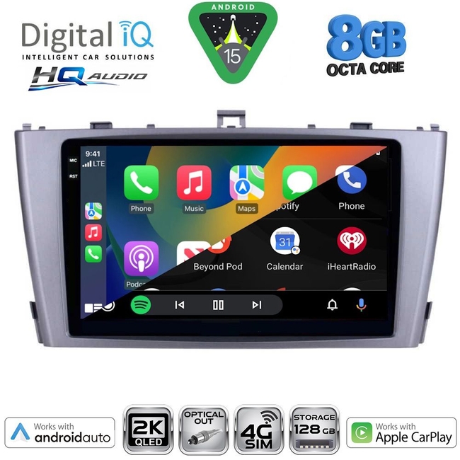 DIGITAL IQ BXK 20705SL_CPAA (9inc) MULTIMEDIA TABLET for TOYOTA AVENSIS (T27) mod. 2009-2015 (SILVER)