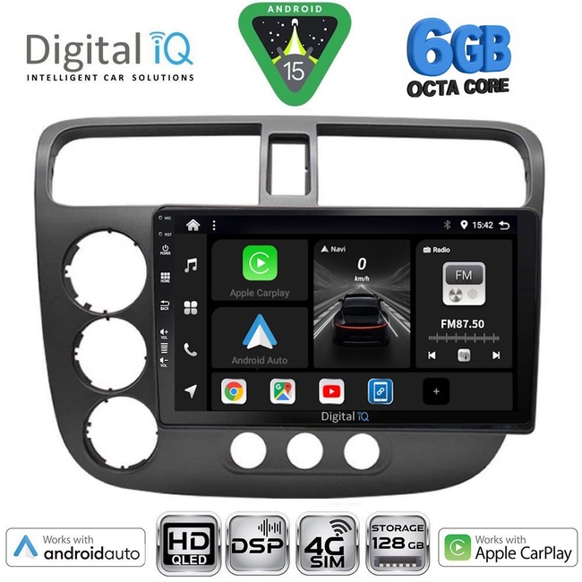 DIGITAL IQ BXF 17187_CPAA (9inc) MULTIMEDIA TABLET for HONDA CIVIC 4D mod. 2001-2006
