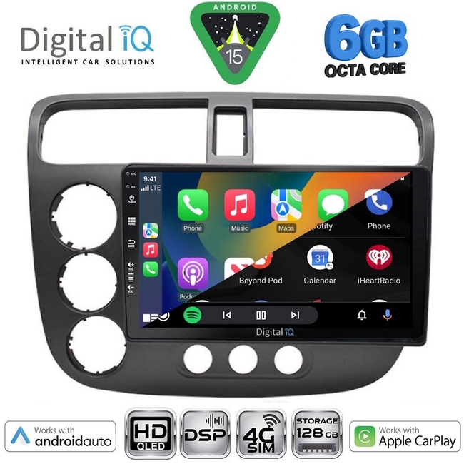 DIGITAL IQ BXF 17187_CPAA (9inc) MULTIMEDIA TABLET for HONDA CIVIC 4D mod. 2001-2006