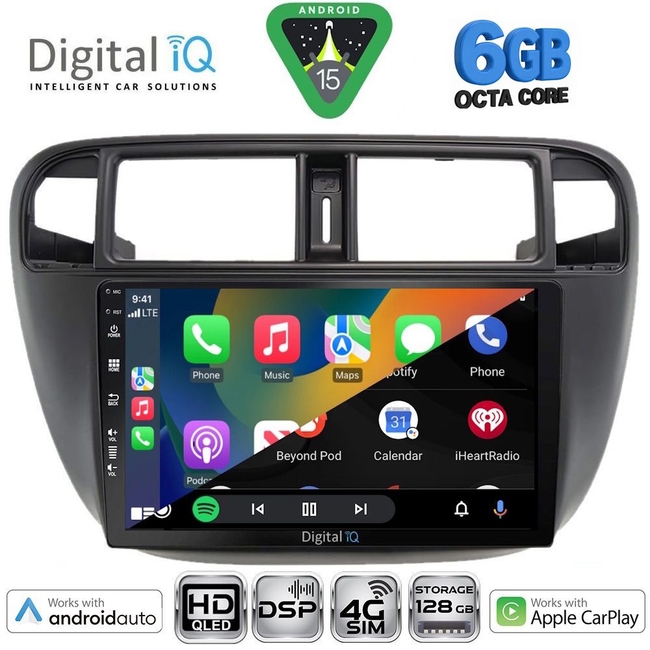 DIGITAL IQ BXF 17186_CPAA A/C (9inc) MULTIMEDIA TABLET for HONDA CIVIC mod. 1995-2001