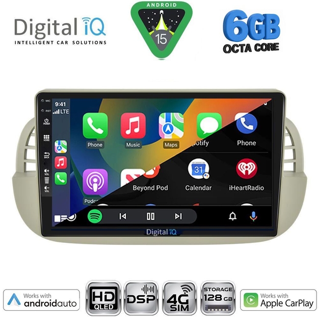 DIGITAL IQ BXF 17130BG_CPAA (9inc) MULTIMEDIA TABLET for FIAT 500 mod. 2007-2015 (BEIGE)