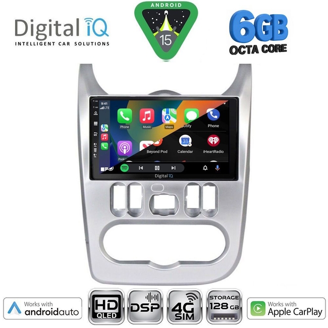 DIGITAL IQ BXF 17101SL_CPAA (9inc) MULTIMEDIA TABLET for DACIA DUSTER – LOGAN – SANDERO mod. 2006-2012 (SILVER)