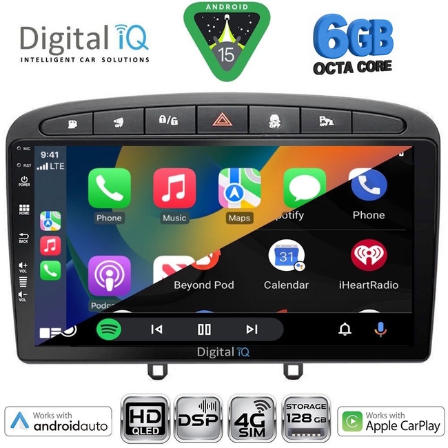 DIGITAL IQ BXF 17513BL_CPAA (9inc) MULTIMEDIA TABLET for PEUGEOT 308 mod. 2007-2012 - RCZ mod. 2009-2015 (BLACK)