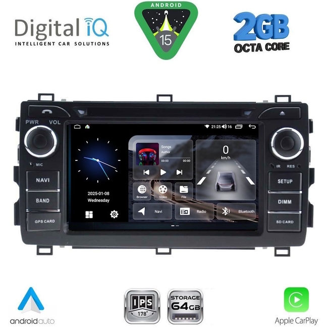 DIGITAL IQ BLA 008_CPA (7" DECK) MULTIMEDIA LINUX SYSTEM for TOYOTA AURIS mod. 2013-2015