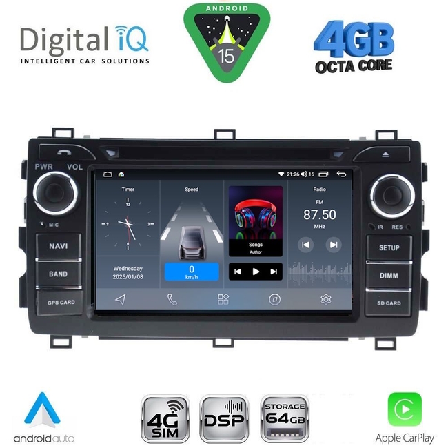 DIGITAL IQ BLA 008_CPA (7" DECK) MULTIMEDIA LINUX SYSTEM for TOYOTA AURIS mod. 2013-2015