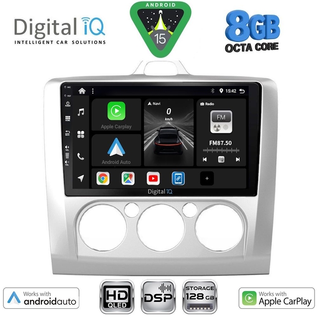 DIGITAL IQ BXF 18156SL_CPAA A/C (9inc) MULTIMEDIA TABLET for FORD FOCUS mod. 2005-2012 (SILVER)