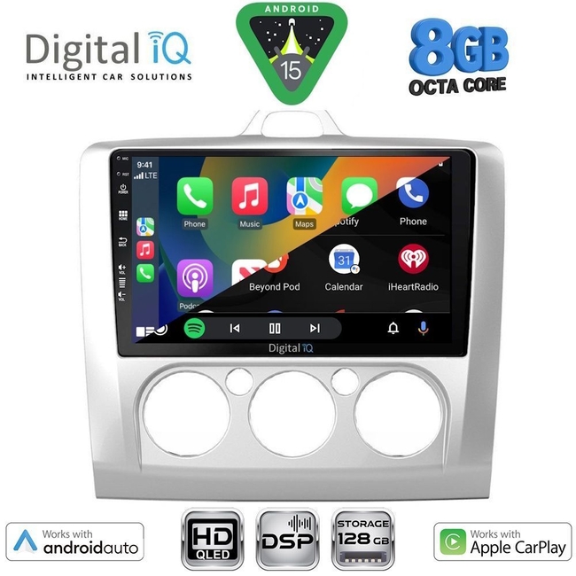 DIGITAL IQ BXF 18156SL_CPAA A/C (9inc) MULTIMEDIA TABLET for FORD FOCUS mod. 2005-2012 (SILVER)
