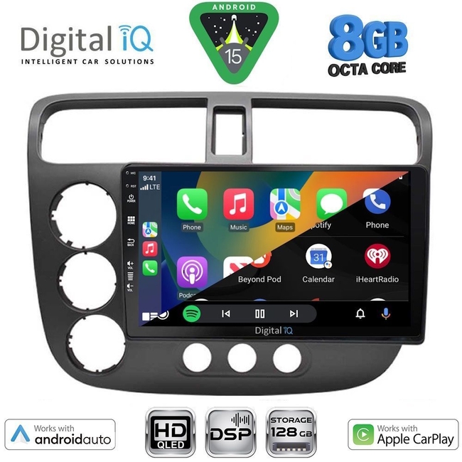 DIGITAL IQ BXF 18187_CPAA (9inc) MULTIMEDIA TABLET for HONDA CIVIC 4D mod. 2001-2006