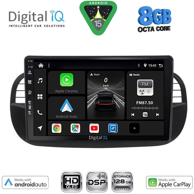 DIGITAL IQ BXF 18130BL_CPAA (9inc) MULTIMEDIA TABLET for FIAT 500 mod. 2007-2015 (BLACK)