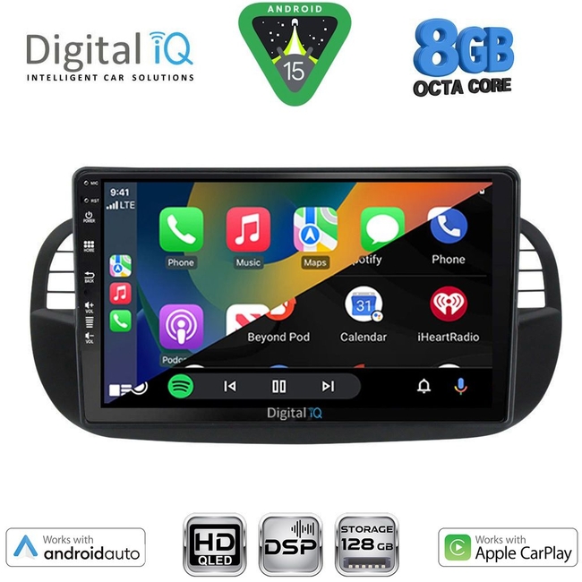 DIGITAL IQ BXF 18130BL_CPAA (9inc) MULTIMEDIA TABLET for FIAT 500 mod. 2007-2015 (BLACK)