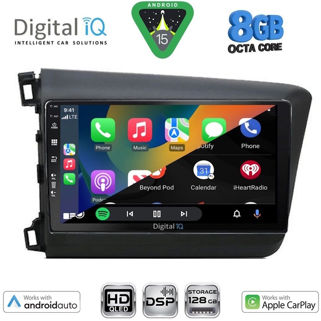 DIGITAL IQ BXF 181904D_CPAA (9inc) MULTIMEDIA TABLET for HONDA CIVIC 4Doors mod. 2012-2016