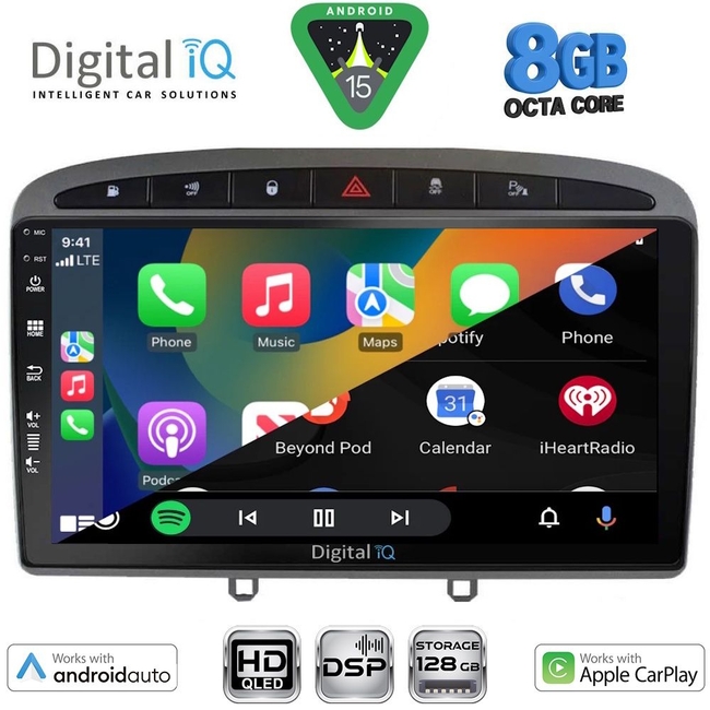 DIGITAL IQ BXF 18513GR_CPAA (9inc) MULTIMEDIA TABLET for PEUGEOT 308 mod.2007-2012 - RCZ mod. 2009-2015 (GREY)