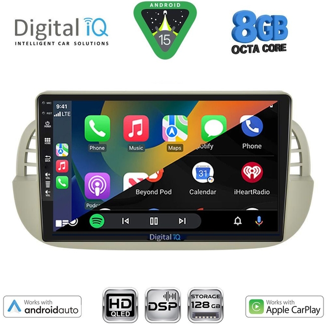 DIGITAL IQ BXF 18130BG_CPAA (9inc) MULTIMEDIA TABLET for FIAT 500 mod. 2007-2015 (BEIGE)
