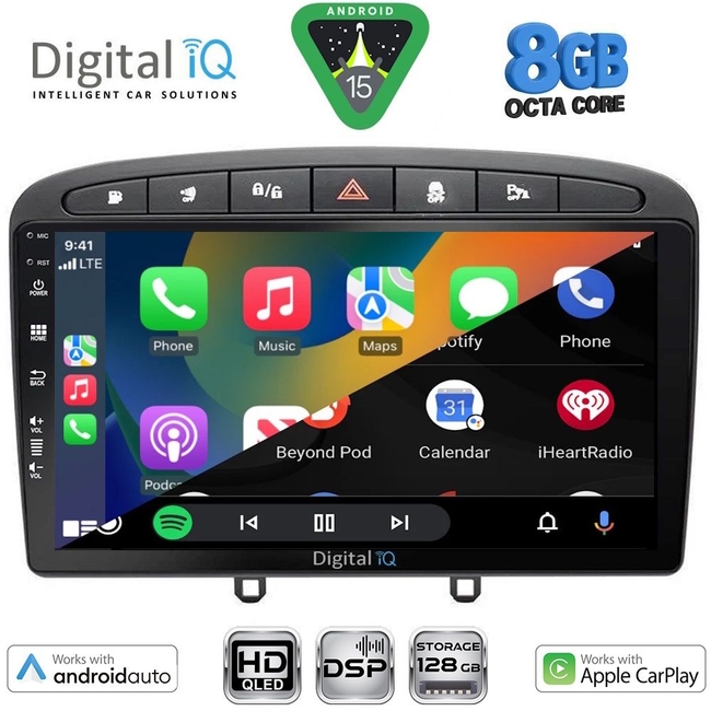 DIGITAL IQ BXF 18513BL_CPAA (9inc) MULTIMEDIA TABLET for PEUGEOT 308 mod.2007-2012 - RCZ mod. 2009-2015 (BLACK)