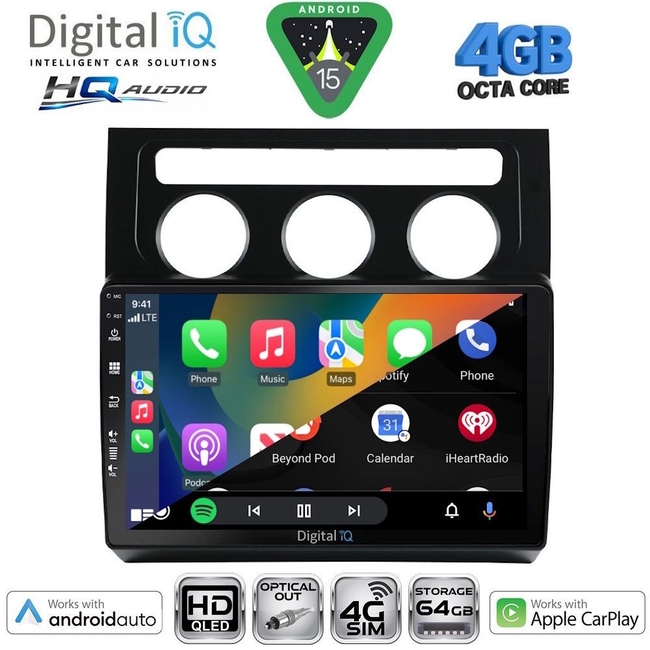 DIGITAL IQ BXK 19767CL_CPAA (10inc) MULTIMEDIA TABLET for VW TOURAN mod. 2003-2010 with CLIMA