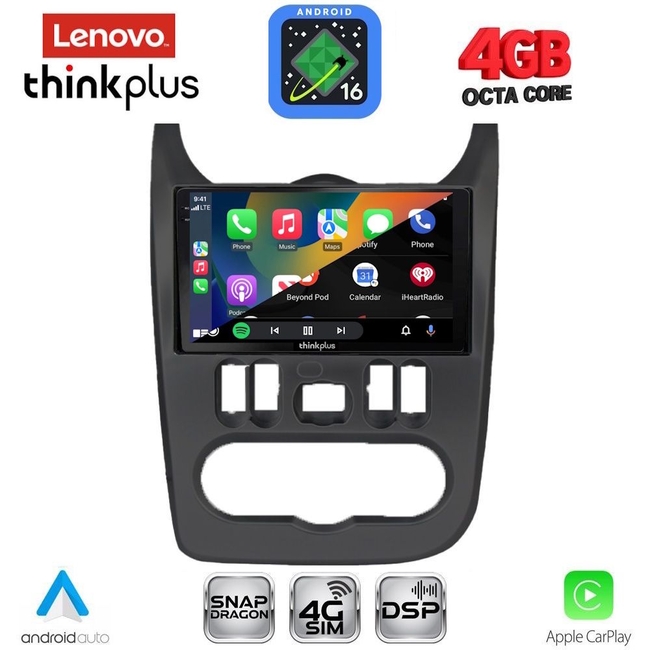 LENOVO LTG 7101BL_CPA (9inc) MULTIMEDIA TABLET for DACIA DUSTER – LOGAN – SANDERO mod. 2006-2012 (BLACK)