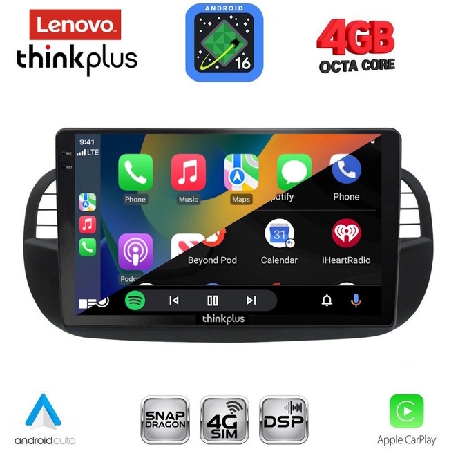 LENOVO LTG 7130BL_CPA (9inc) MULTIMEDIA TABLET for FIAT 500 mod. 2007-2015 (BLACK)