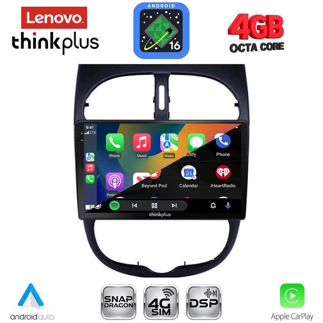 LENOVO LTG 7506_CPA (9inc) MULTIMEDIA TABLET for PEUGEOT 206 mod. 1998-2006